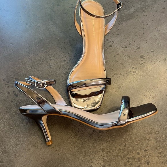 Anthropologie Silver Kitten Heels. Size 38. - Picture 2 of 10